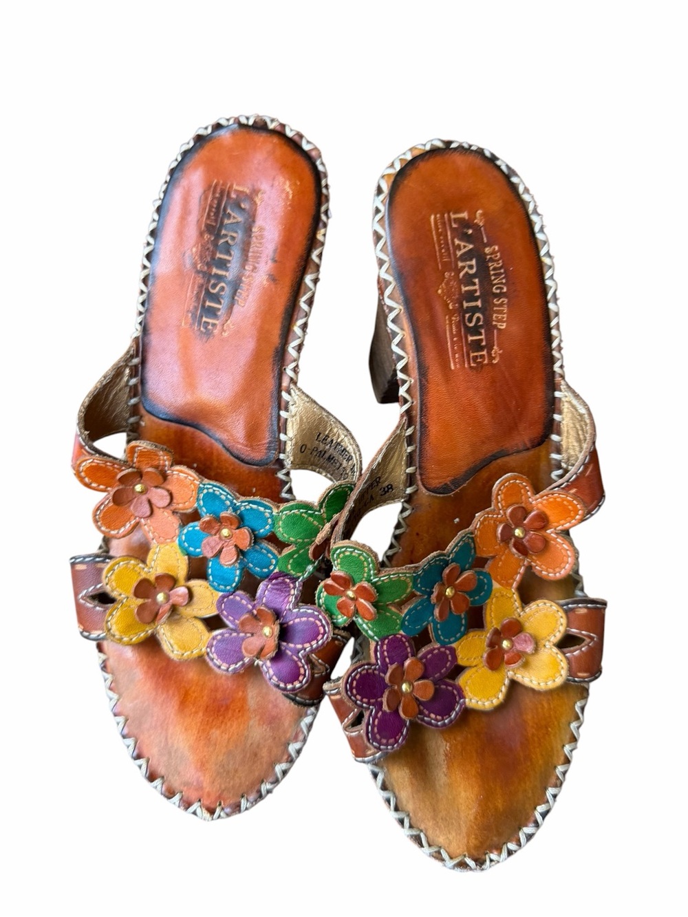 Spring Step L’Artiste Leather Floral Heels EU 38 / US 7.5 * Made in Morocco
